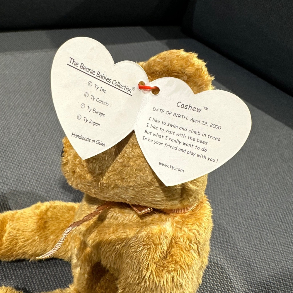 Ty Beanie Baby Bear Plush Toy, Brown, Cashew 2000 New NWT Vintage - Picture 9 of 11